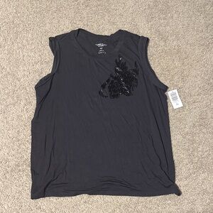 Black Tank with Sequin Design